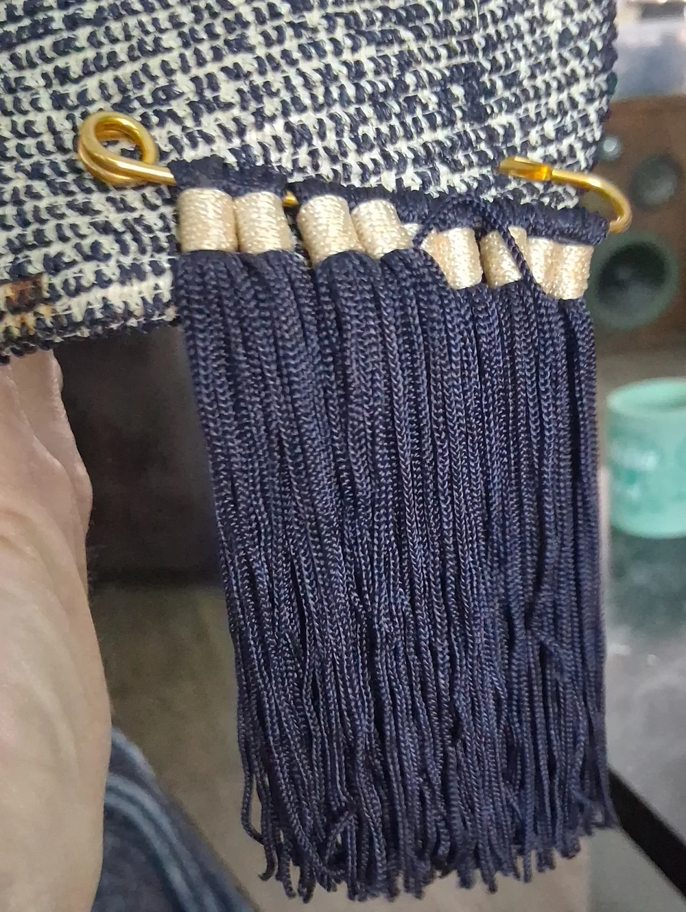 Navy Blue Fringe Hat Trim Accessory